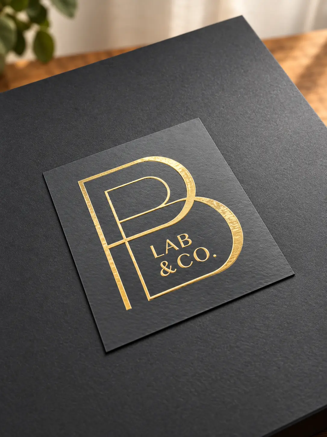 Caixa preta personalizada com a logo da marca em dourado